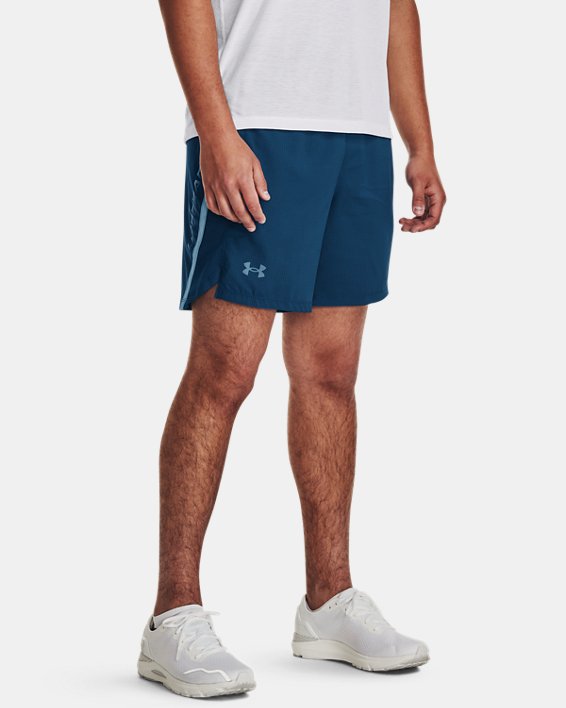 Men's UA Launch 7'' Graphic Shorts in Blue image number 0